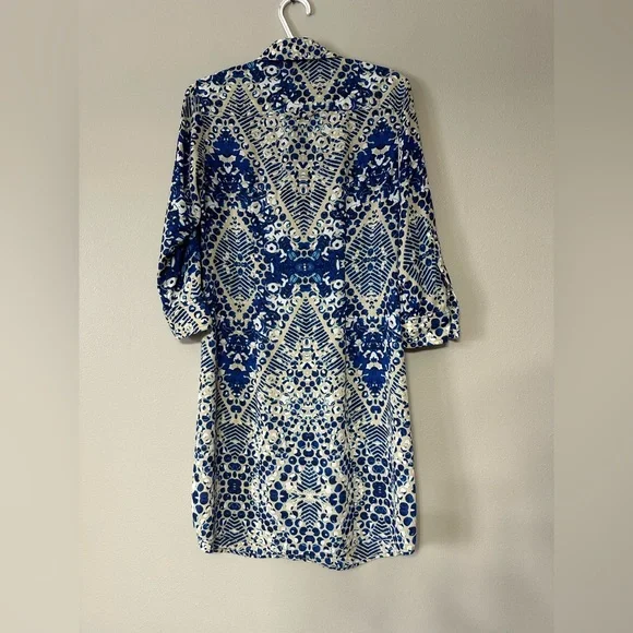 CAbi Jewel Print Button Down Shirt Dress Kaleidoscope Geo Print Size Small - Picture 8 of 9